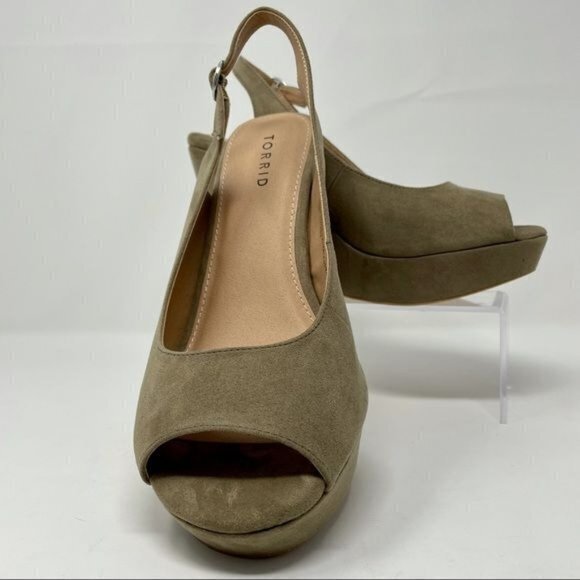 Torrid Taupe Peep Toe Sling-back Platform SZ 10W - Picture 1 of 10